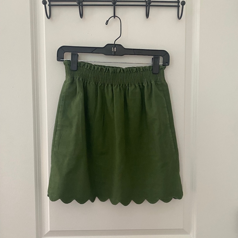 J.Crew Factory Linen Blend Sidewalk Skirt with Scalloped Edge 00